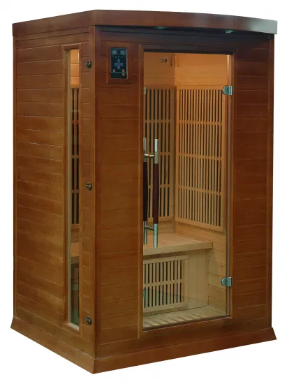 Sauna infravermelha doméstica de madeira seca de 3 pessoas, saúde completa, sala de saunas fitness com infravermelho distante